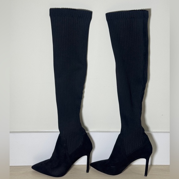 Zara Elegant Black Over-the-Knee sock Boots - Picture 1 of 3